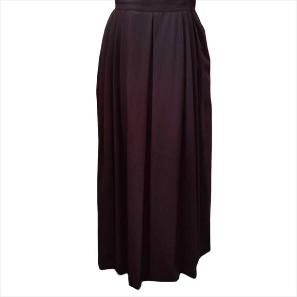 Ralph Lauren Vintage 100% Wool Black Pleated A-Line Ankle Length Skirt Size S